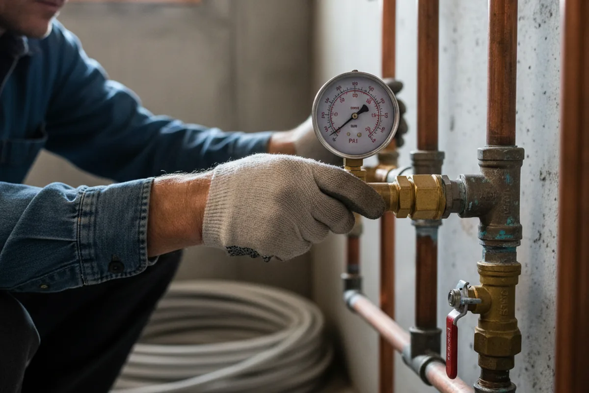Pressure testing a repaired line during Water Line Repair in Buttonwillow